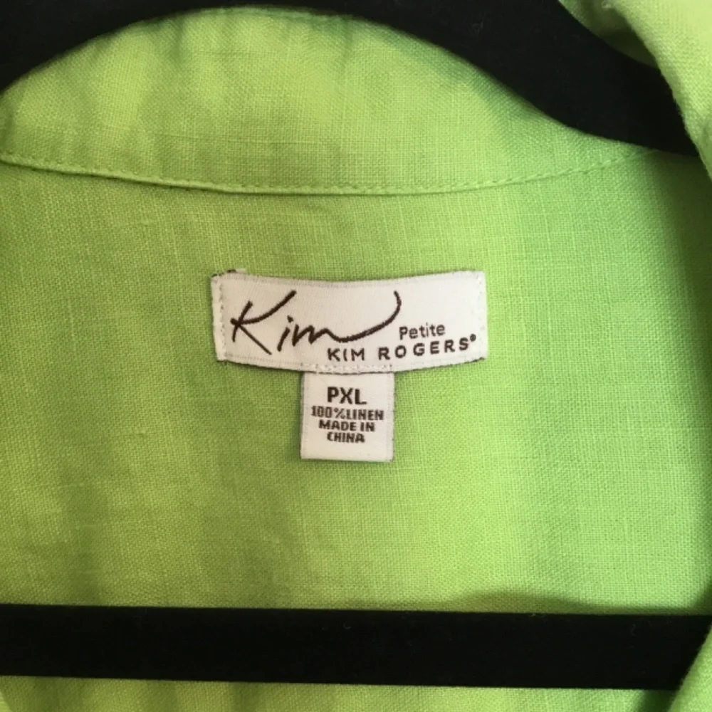 Kim Rogers Ladies Button Down Top Lime Green Size PXL - Picture 3 of 4